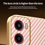 For-Motorola-Moto-G05-4G-/-E15-4G-Phone-Case-Carbon-Fiber-Textured-Electroplated-TPU-Back-Cover-Pink