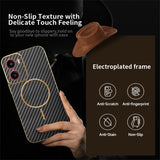 For-Motorola-Moto-G05-4G-/-E15-4G-Phone-Case-Carbon-Fiber-Textured-Electroplated-TPU-Back-Cover-Black