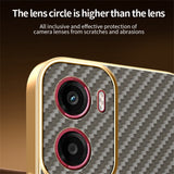 For-Motorola-Moto-G05-4G-/-E15-4G-Phone-Case-Carbon-Fiber-Textured-Electroplated-TPU-Back-Cover-Coffee