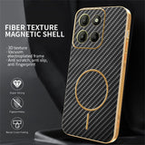 For-Motorola-Moto-G15-4G-/-G15-Power-4G-Phone-Case-Carbon-Fiber-Textured-Electroplated-TPU-Back-Cover-Black
