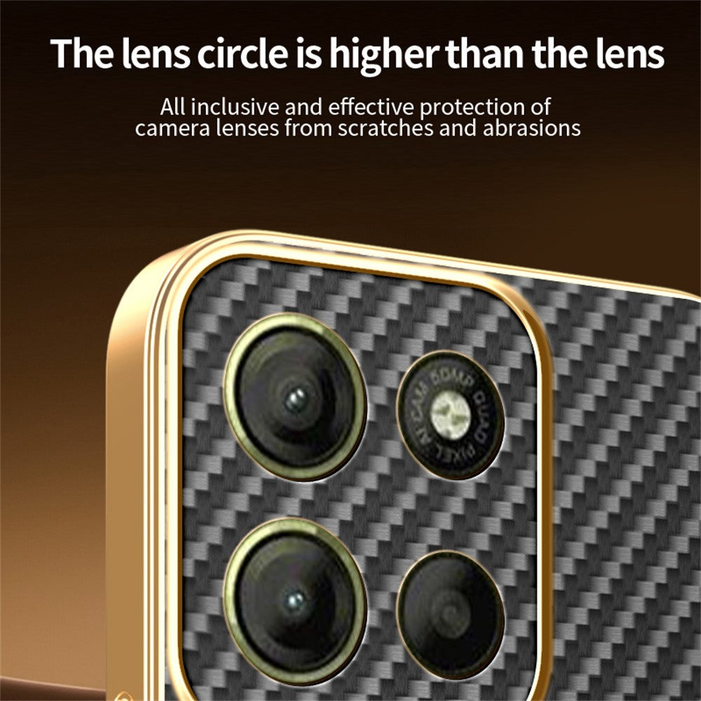 For-Motorola-Moto-G15-4G-/-G15-Power-4G-Phone-Case-Carbon-Fiber-Textured-Electroplated-TPU-Back-Cover-Black