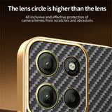 For-Motorola-Moto-G15-4G-/-G15-Power-4G-Phone-Case-Carbon-Fiber-Textured-Electroplated-TPU-Back-Cover-Black