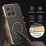 For-Motorola-Moto-G15-4G-/-G15-Power-4G-Phone-Case-Carbon-Fiber-Textured-Electroplated-TPU-Back-Cover-Black