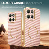 For-Motorola-Moto-G15-4G-/-G15-Power-4G-Phone-Case-Carbon-Fiber-Textured-Electroplated-TPU-Back-Cover-Pink