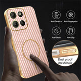For-Motorola-Moto-G15-4G-/-G15-Power-4G-Phone-Case-Carbon-Fiber-Textured-Electroplated-TPU-Back-Cover-Pink