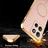 For-Motorola-Moto-G15-4G-/-G15-Power-4G-Phone-Case-Carbon-Fiber-Textured-Electroplated-TPU-Back-Cover-Pink