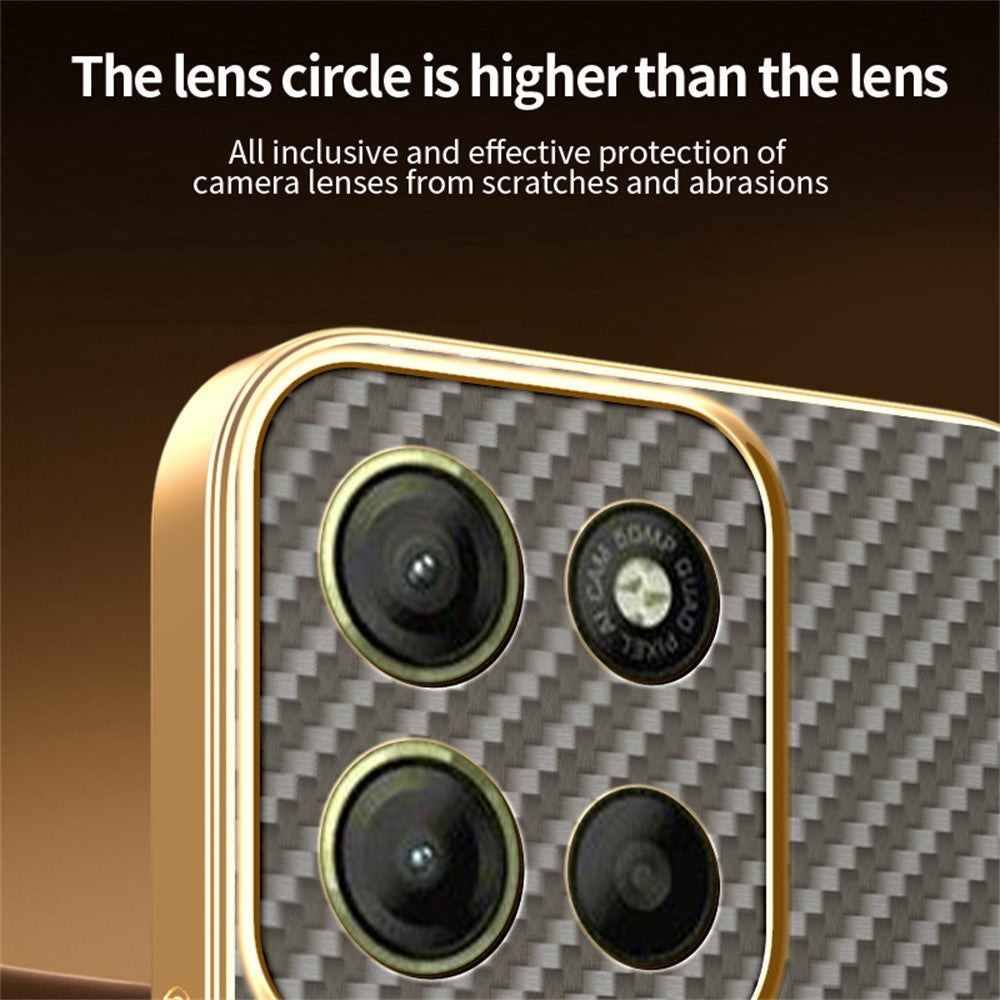 For-Motorola-Moto-G15-4G-/-G15-Power-4G-Phone-Case-Carbon-Fiber-Textured-Electroplated-TPU-Back-Cover-Coffee