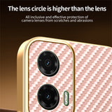 For-Motorola-Moto-G35-5G-Phone-Case-Carbon-Fiber-Textured-Electroplated-TPU-Back-Cover-Pink