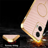 For-Motorola-Moto-G35-5G-Phone-Case-Carbon-Fiber-Textured-Electroplated-TPU-Back-Cover-Pink