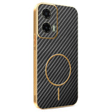 For-Motorola-Moto-G35-5G-Phone-Case-Carbon-Fiber-Textured-Electroplated-TPU-Back-Cover-Black