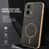 For-Motorola-Moto-G35-5G-Phone-Case-Carbon-Fiber-Textured-Electroplated-TPU-Back-Cover-Black