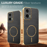 For-Motorola-Moto-G35-5G-Phone-Case-Carbon-Fiber-Textured-Electroplated-TPU-Back-Cover-Black