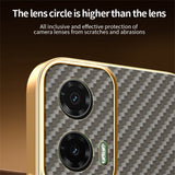 For-Motorola-Moto-G35-5G-Phone-Case-Carbon-Fiber-Textured-Electroplated-TPU-Back-Cover-Coffee