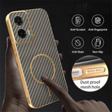 For-Motorola-Moto-G35-5G-Phone-Case-Carbon-Fiber-Textured-Electroplated-TPU-Back-Cover-Coffee