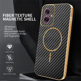 For-Motorola-Moto-G55-5G-Phone-Case-Carbon-Fiber-Textured-Electroplated-TPU-Back-Cover-Black