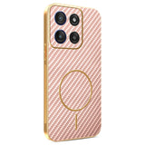 For-Motorola-Moto-G56-5G-Phone-Case-Carbon-Fiber-Textured-Electroplated-TPU-Back-Cover-Pink