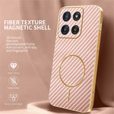 For-Motorola-Moto-G56-5G-Phone-Case-Carbon-Fiber-Textured-Electroplated-TPU-Back-Cover-Pink