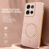 For-Motorola-Moto-G75-5G-Phone-Case-Carbon-Fiber-Textured-Electroplated-TPU-Back-Cover-Pink