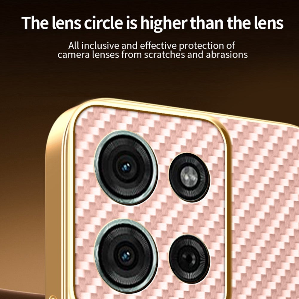 For-Motorola-Moto-G75-5G-Phone-Case-Carbon-Fiber-Textured-Electroplated-TPU-Back-Cover-Pink