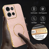 For-Motorola-Moto-G75-5G-Phone-Case-Carbon-Fiber-Textured-Electroplated-TPU-Back-Cover-Pink