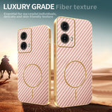 For-Motorola-Moto-G85-5G-Phone-Case-Carbon-Fiber-Textured-Electroplated-TPU-Back-Cover-Pink