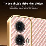 For-Motorola-Moto-G85-5G-Phone-Case-Carbon-Fiber-Textured-Electroplated-TPU-Back-Cover-Pink