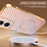 For-Motorola-Moto-G85-5G-Phone-Case-Carbon-Fiber-Textured-Electroplated-TPU-Back-Cover-Pink