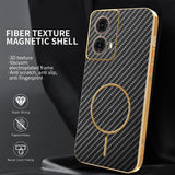 For-Motorola-Moto-G85-5G-Phone-Case-Carbon-Fiber-Textured-Electroplated-TPU-Back-Cover-Black
