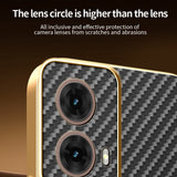 For-Motorola-Moto-G85-5G-Phone-Case-Carbon-Fiber-Textured-Electroplated-TPU-Back-Cover-Black