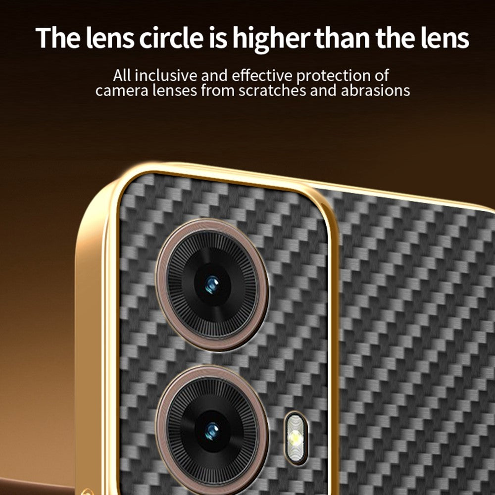 For-Motorola-Moto-G85-5G-Phone-Case-Carbon-Fiber-Textured-Electroplated-TPU-Back-Cover-Black