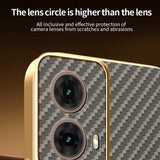 For-Motorola-Moto-G85-5G-Phone-Case-Carbon-Fiber-Textured-Electroplated-TPU-Back-Cover-Coffee