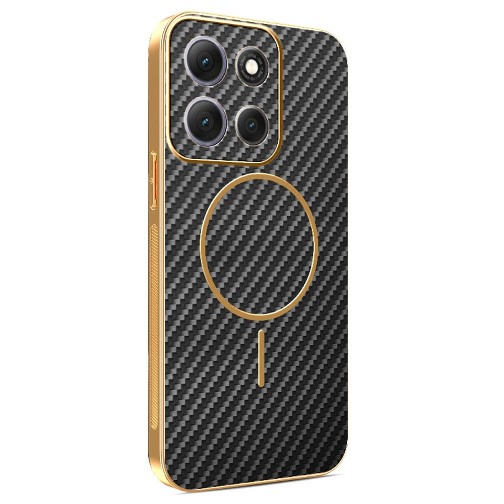 For-Motorola-Moto-G86-5G-Phone-Case-Carbon-Fiber-Textured-Electroplated-TPU-Back-Cover-Black