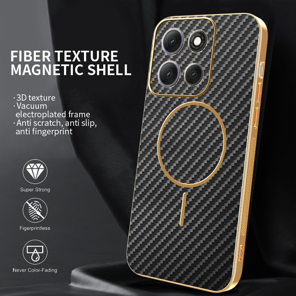 For-Motorola-Moto-G86-5G-Phone-Case-Carbon-Fiber-Textured-Electroplated-TPU-Back-Cover-Black
