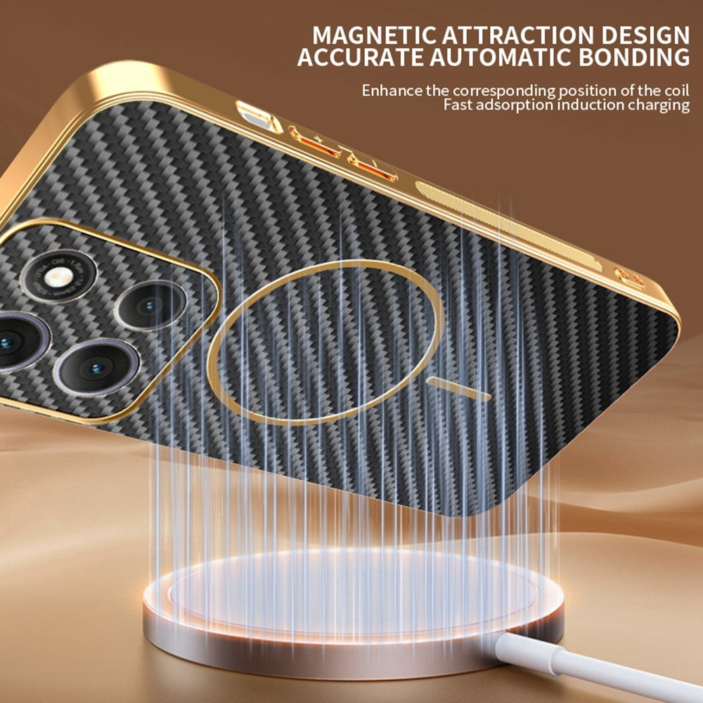 For-Motorola-Moto-G86-5G-Phone-Case-Carbon-Fiber-Textured-Electroplated-TPU-Back-Cover-Black