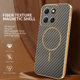 For-Motorola-Moto-G86-5G-Phone-Case-Carbon-Fiber-Textured-Electroplated-TPU-Back-Cover-Coffee