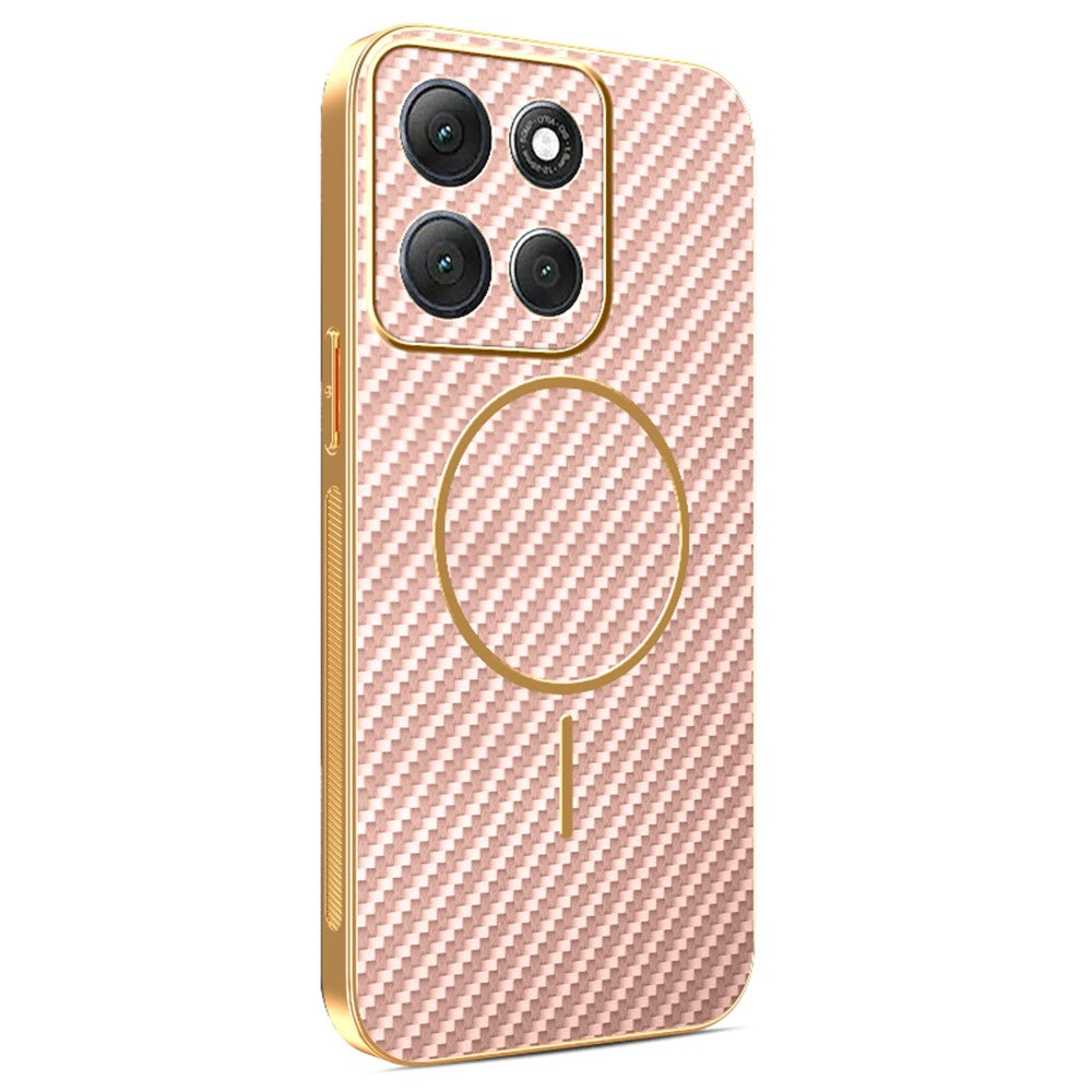 For-Motorola-Moto-G86-Power-5G-Phone-Case-Carbon-Fiber-Textured-Electroplated-TPU-Back-Cover-Pink