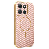 For-Motorola-Moto-G86-Power-5G-Phone-Case-Carbon-Fiber-Textured-Electroplated-TPU-Back-Cover-Pink