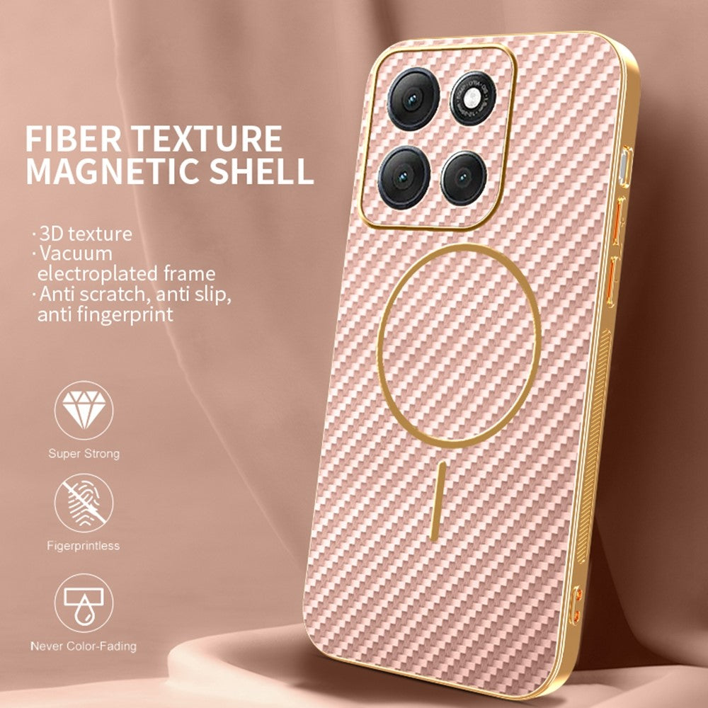 For-Motorola-Moto-G86-Power-5G-Phone-Case-Carbon-Fiber-Textured-Electroplated-TPU-Back-Cover-Pink
