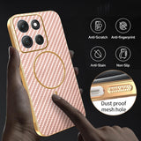 For-Motorola-Moto-G86-Power-5G-Phone-Case-Carbon-Fiber-Textured-Electroplated-TPU-Back-Cover-Pink