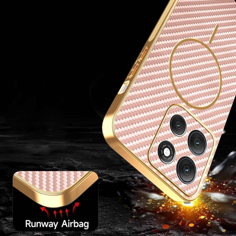 For-Motorola-Moto-G86-Power-5G-Phone-Case-Carbon-Fiber-Textured-Electroplated-TPU-Back-Cover-Pink