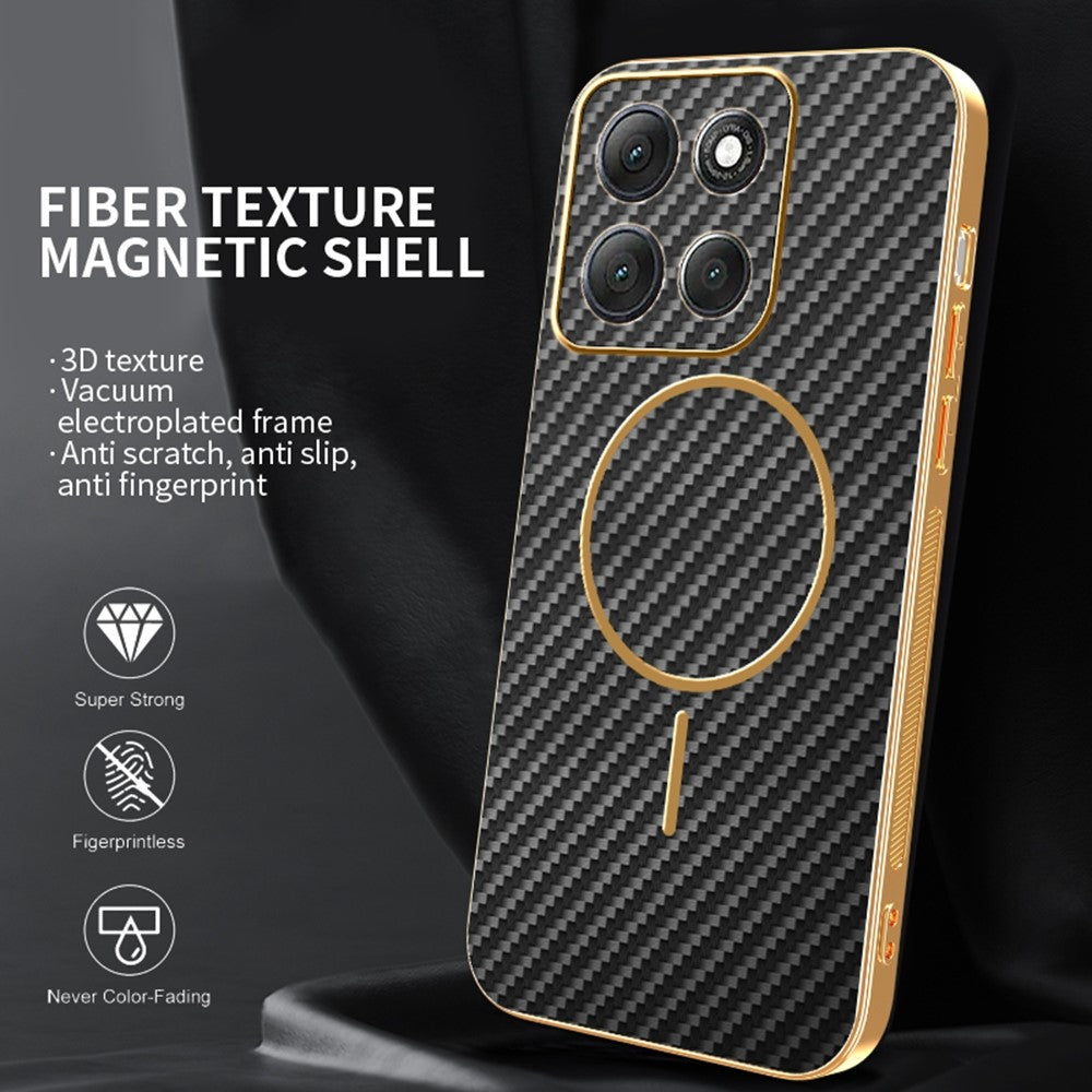 For-Motorola-Moto-G86-Power-5G-Phone-Case-Carbon-Fiber-Textured-Electroplated-TPU-Back-Cover-Black
