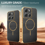 For-Motorola-Moto-G86-Power-5G-Phone-Case-Carbon-Fiber-Textured-Electroplated-TPU-Back-Cover-Black