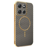 For-Motorola-Moto-G86-Power-5G-Phone-Case-Carbon-Fiber-Textured-Electroplated-TPU-Back-Cover-Coffee