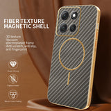 For-Motorola-Moto-G86-Power-5G-Phone-Case-Carbon-Fiber-Textured-Electroplated-TPU-Back-Cover-Coffee