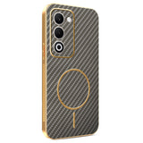 Phone-Case-For-Oppo-A5-5G-/-A5-4G-/-A5i-Pro-4G-/-A5m-4G-/-K13x-5G-Carbon-Fiber-Textured-Electroplated-TPU-Back-Cover-Coffee