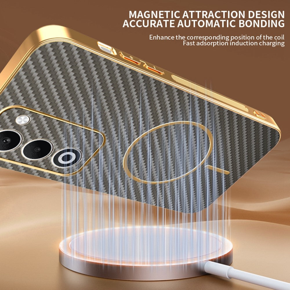 Phone-Case-For-Oppo-A5-5G-/-A5-4G-/-A5i-Pro-4G-/-A5m-4G-/-K13x-5G-Carbon-Fiber-Textured-Electroplated-TPU-Back-Cover-Coffee