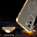 Phone-Case-For-Oppo-A5-5G-/-A5-4G-/-A5i-Pro-4G-/-A5m-4G-/-K13x-5G-Carbon-Fiber-Textured-Electroplated-TPU-Back-Cover-Coffee