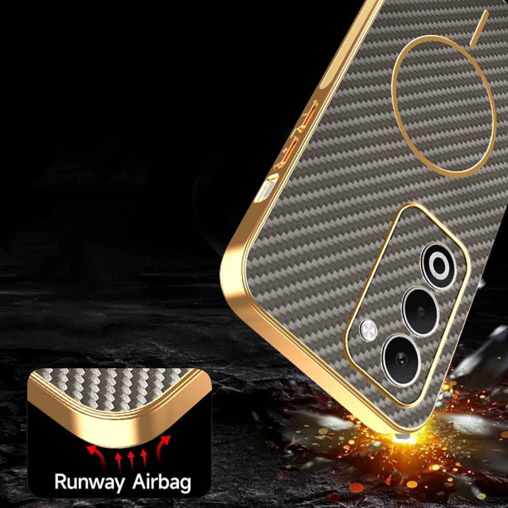 Phone-Case-For-Oppo-A5-5G-/-A5-4G-/-A5i-Pro-4G-/-A5m-4G-/-K13x-5G-Carbon-Fiber-Textured-Electroplated-TPU-Back-Cover-Coffee