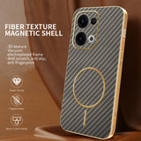 For-Oppo-Reno13-5G-(Global)-Phone-Case-Carbon-Fiber-Textured-Electroplated-TPU-Back-Cover-Coffee