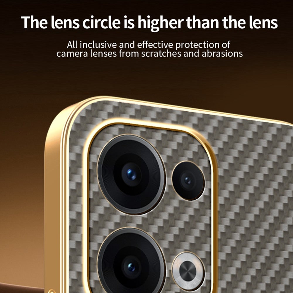 For-Oppo-Reno13-5G-(Global)-Phone-Case-Carbon-Fiber-Textured-Electroplated-TPU-Back-Cover-Coffee